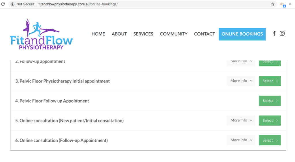 Fit and Flow Physio Appointment Planner